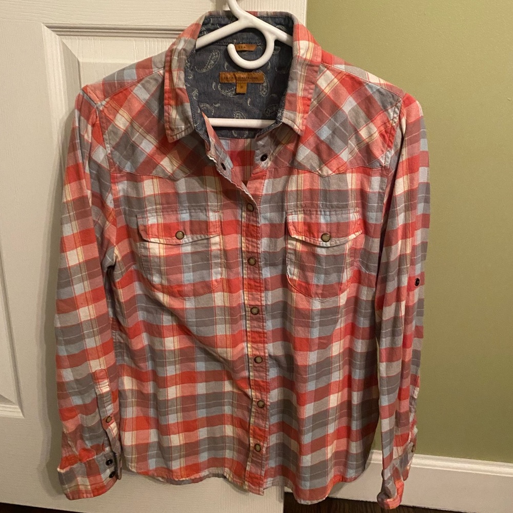 Men's Plaid Shirt - Red and Gray
